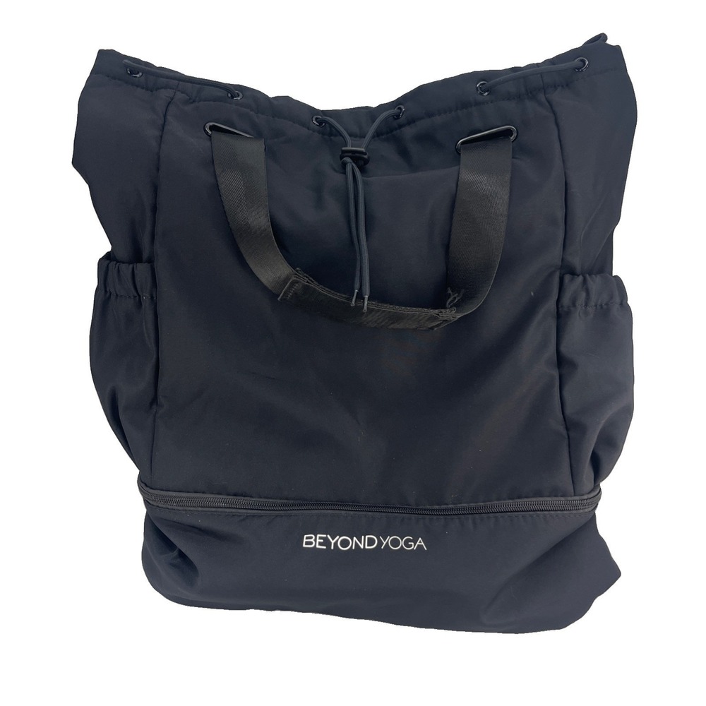 Beyond Yoga Convertible Drawstring Gym Bag Tote Backpack Womens Black
